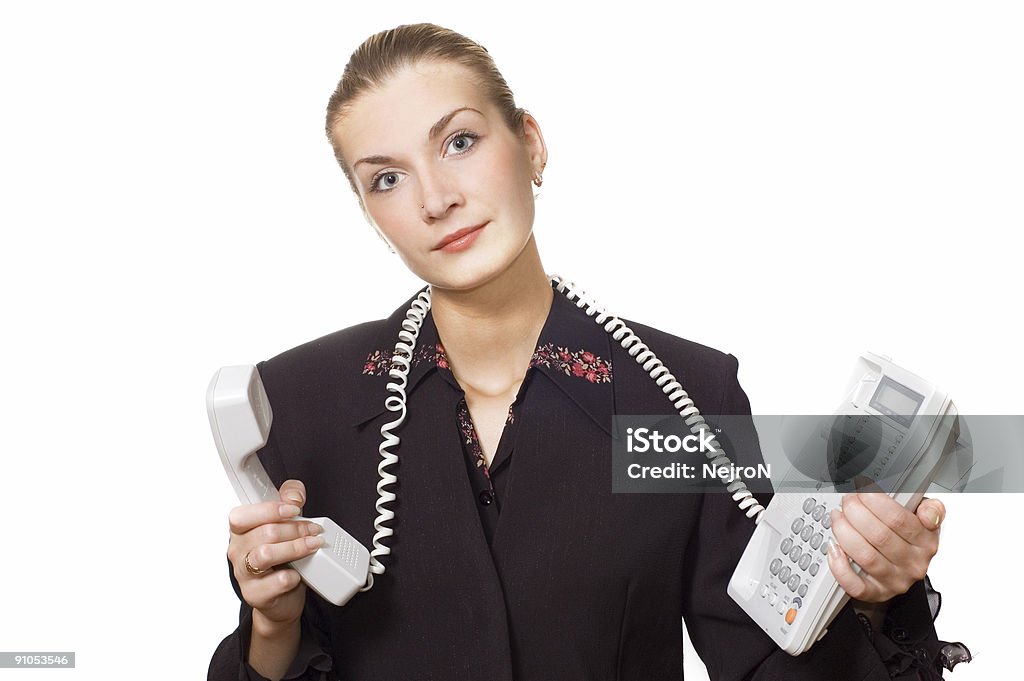 Zmęczony operator telefoniczny - Zbiór zdjęć royalty-free (Biznesmenka)
