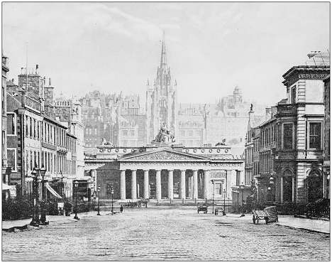 Antique photograph of World's famous sites: Hanover Street, Edinburgh, Scotland