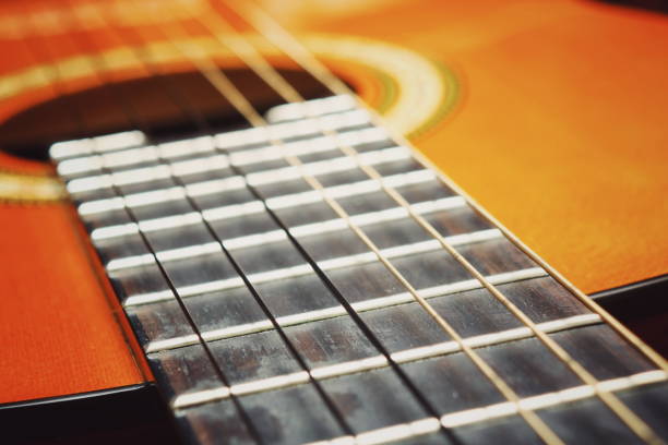 istock Acoustic classical Guitar Strings. Theory of Strings on an example of a Guitar. 910542168