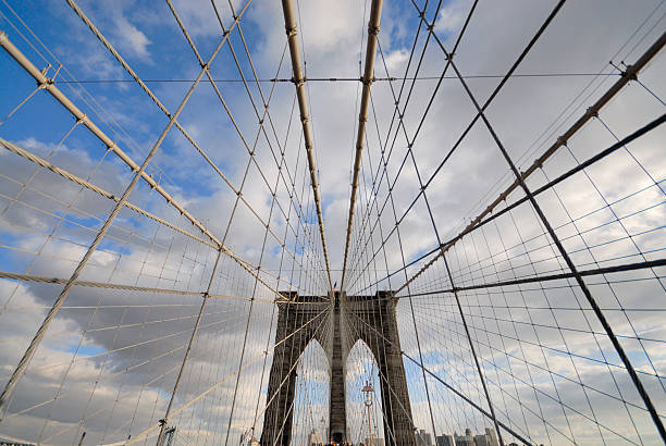 istock Extreme wide angle view of the Brooklyn Bridge 91054371