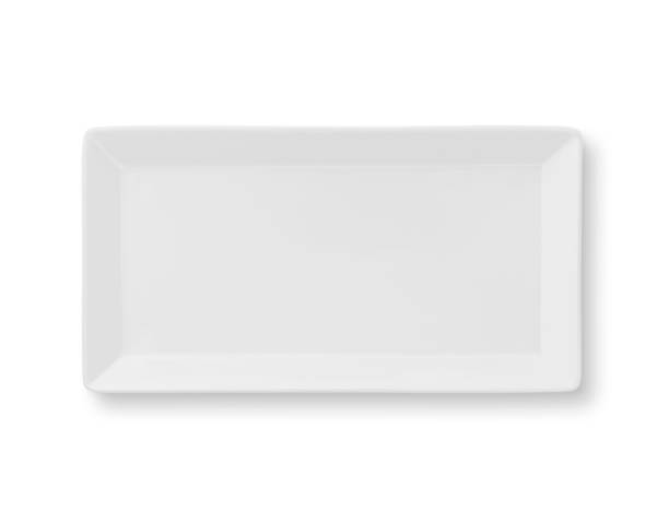 white plate (mit pfad) - rechteck stock-fotos und bilder