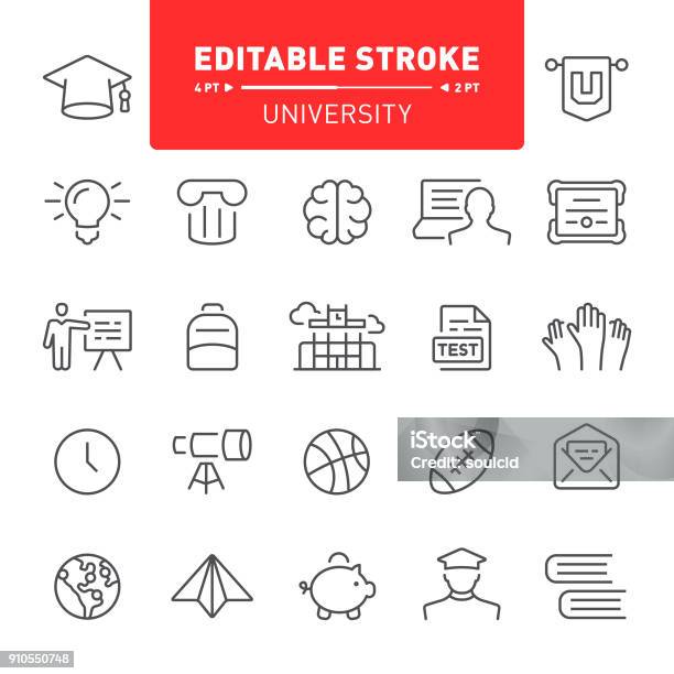University Icons Stock Illustration - Download Image Now - Mortarboard, Piggy Bank, Vector