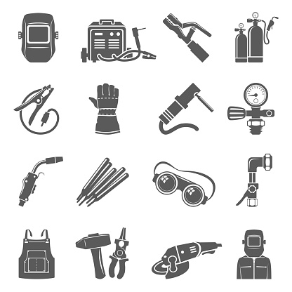 Welding equipment icon set