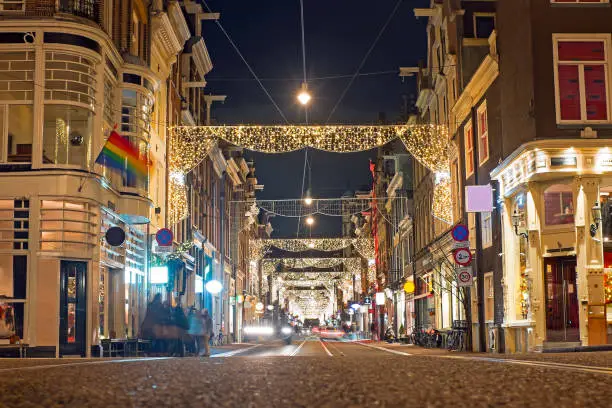 Streetview at the Herengracht in Amsterdam Netherlands at christmas time