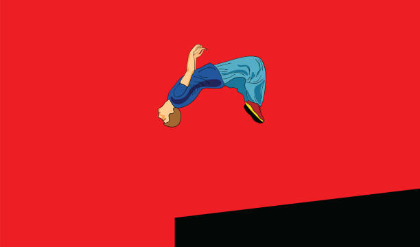 ilustrações, clipart, desenhos animados e ícones de parkour de volta vira - back somersault