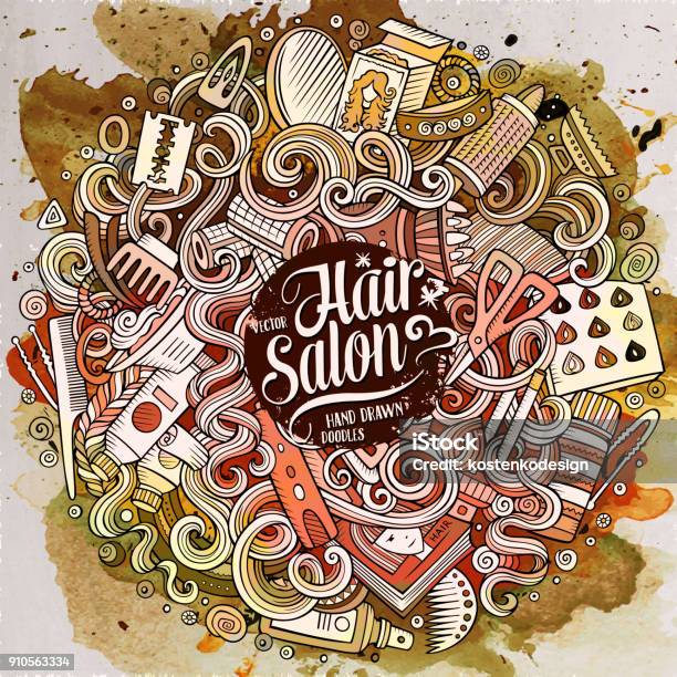 Cartoon Doodles Hair Salon Illustration Stock Illustration - Download Image Now - Adult, Barber Shop, Beauty