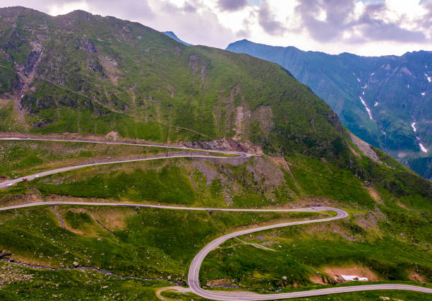istock serpentine of Transfagarasan road in mountains 910567076