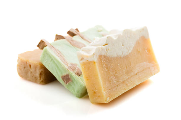 istock Bars of natural organic soap isolated on white 910567638