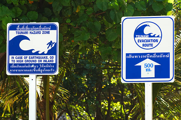 Tsunami warning signs Tsunami warning signs in Krabi/Thailand 2004 2004 stock pictures, royalty-free photos & images