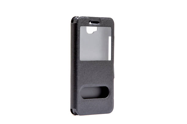 istock Black leather case for smart phone isolated on white 910572612