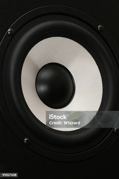 One Audio Speaker Close Up Stock Photo - Download Image Now - Black Color, Club DJ, Color Image