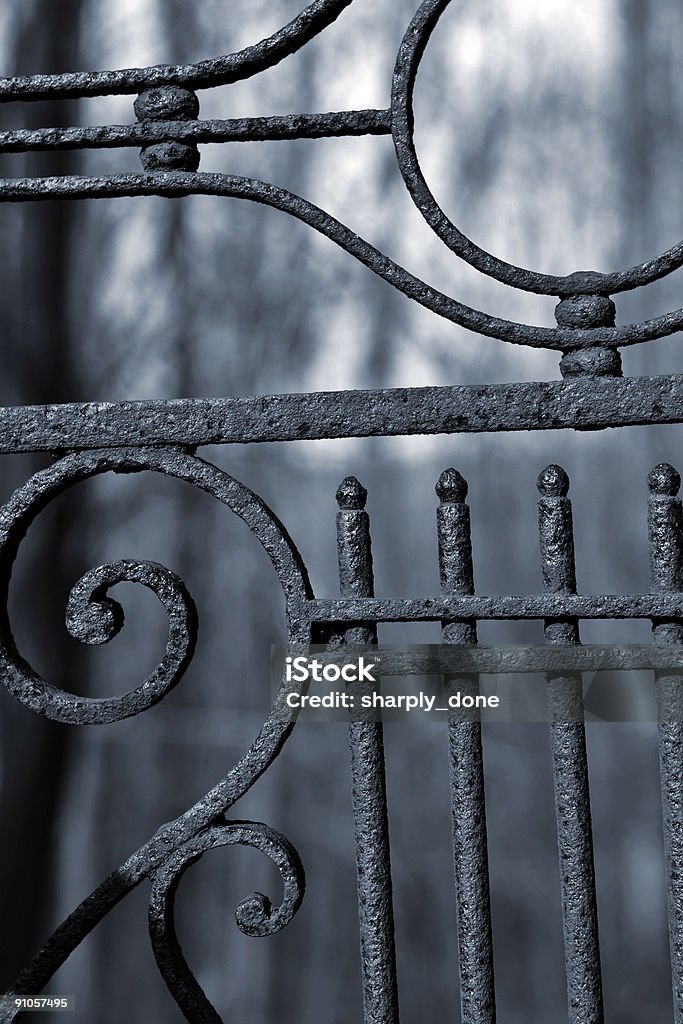 old cemetary gate old rusty cemetary gate in close-up, vertical frame Architecture Stock Photo