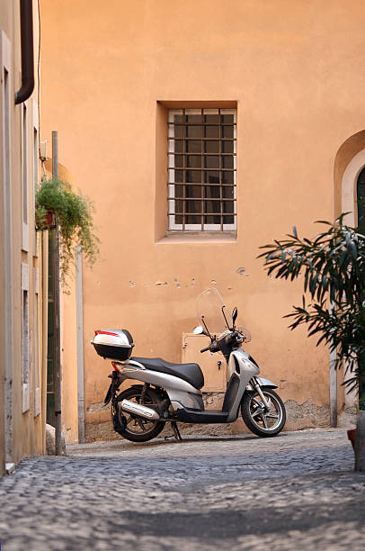 istock Modern scooter parked upphill in Rome 91057617