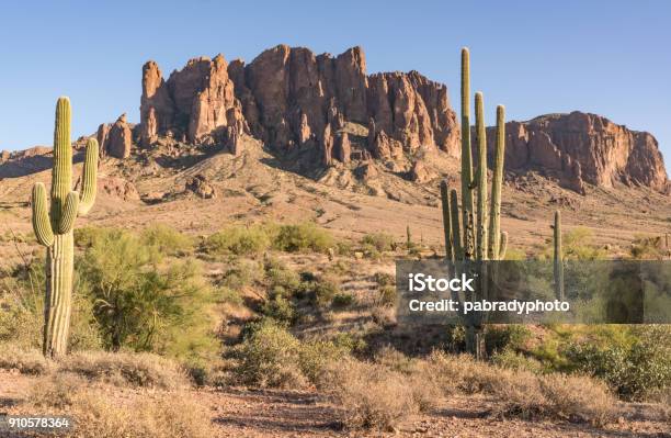 Superstition Mountains Of Arizona Stock Photo - Download Image Now - Desert Area, Cactus, Phoenix - Arizona