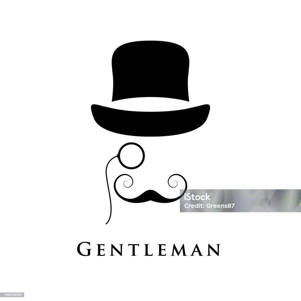 Retro gentleman with hat, an eyepiece and beautiful mustache. Retro gentleman with hat, an eyepiece and beautiful mustache. Vector illustration. Men stock vector