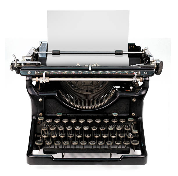 folha em branco em uma máquina de escrever - typewriter writing journalist typing imagens e fotografias de stock