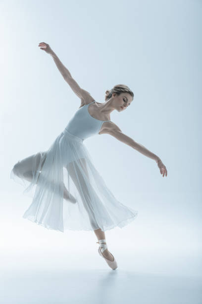 istock elegant ballet dancer in white dress, isolated on white 910581724
