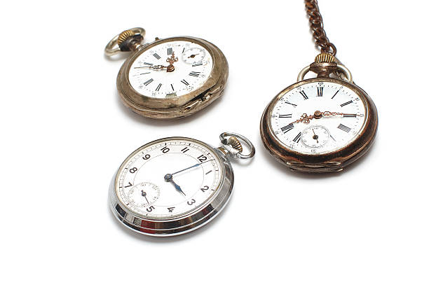 Three old watches isolated on white  broken pocket watch stock pictures, royalty-free photos & images