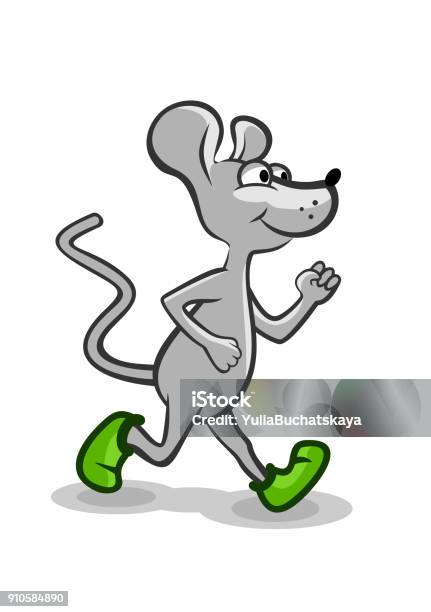 Running Grey Mouse Stock Illustration - Download Image Now - Mouse - Animal, Running, Animal