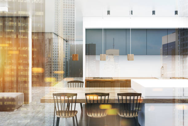 istock White and wooden kitchen interior toned 910585002