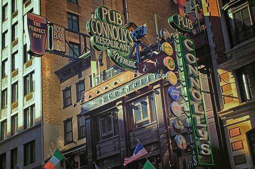 An Irish pub in Manhattan. This is Connolly's which is an Irish themed pub serving beers and food.