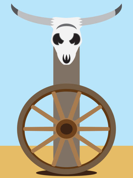 ilustrações de stock, clip art, desenhos animados e ícones de flat vector steer skull 2 - wooden hub