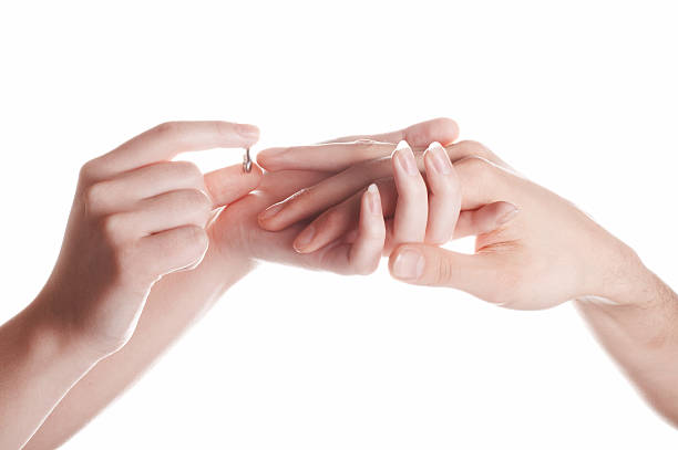 istock Woman dresses a ring to man 91058651