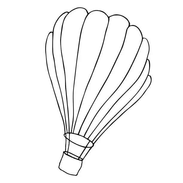 Vector illustration of Air balloon with a basket. Vector sketch illustration.