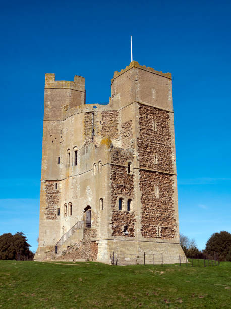 English castle on hill top, Scarborough, Yorkshire.