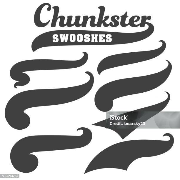 Black Squiggle Swoosh Text Font Tail For Baseball Tshirt Design Stock Illustration - Download Image Now