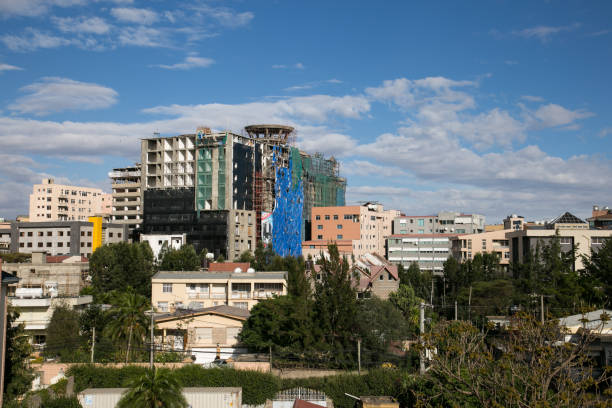 bole cityscape view of the many buildings being constructed in the Bole area of Addis Ababa, Ethiopia ethiopia city stock pictures, royalty-free photos & images