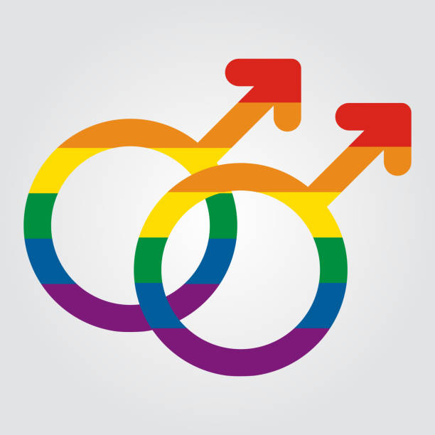 istock Male homosexual symbol in rainbow color 910609422