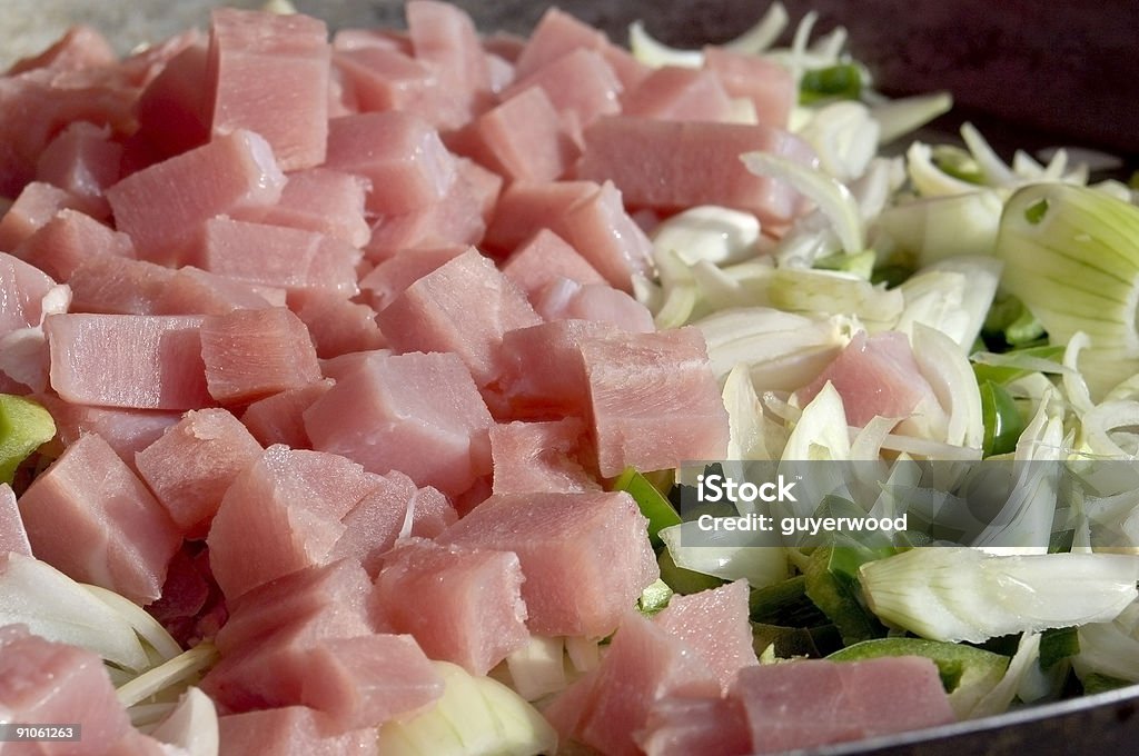 Schinken mit Zwiebeln und Pfeffer - Lizenzfrei Schinken Stock-Foto