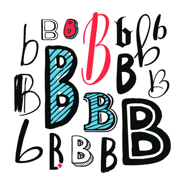 Letters B Set Letters B Set. Different styles. Hand-drawn illustration fancy letter b drawing stock illustrations