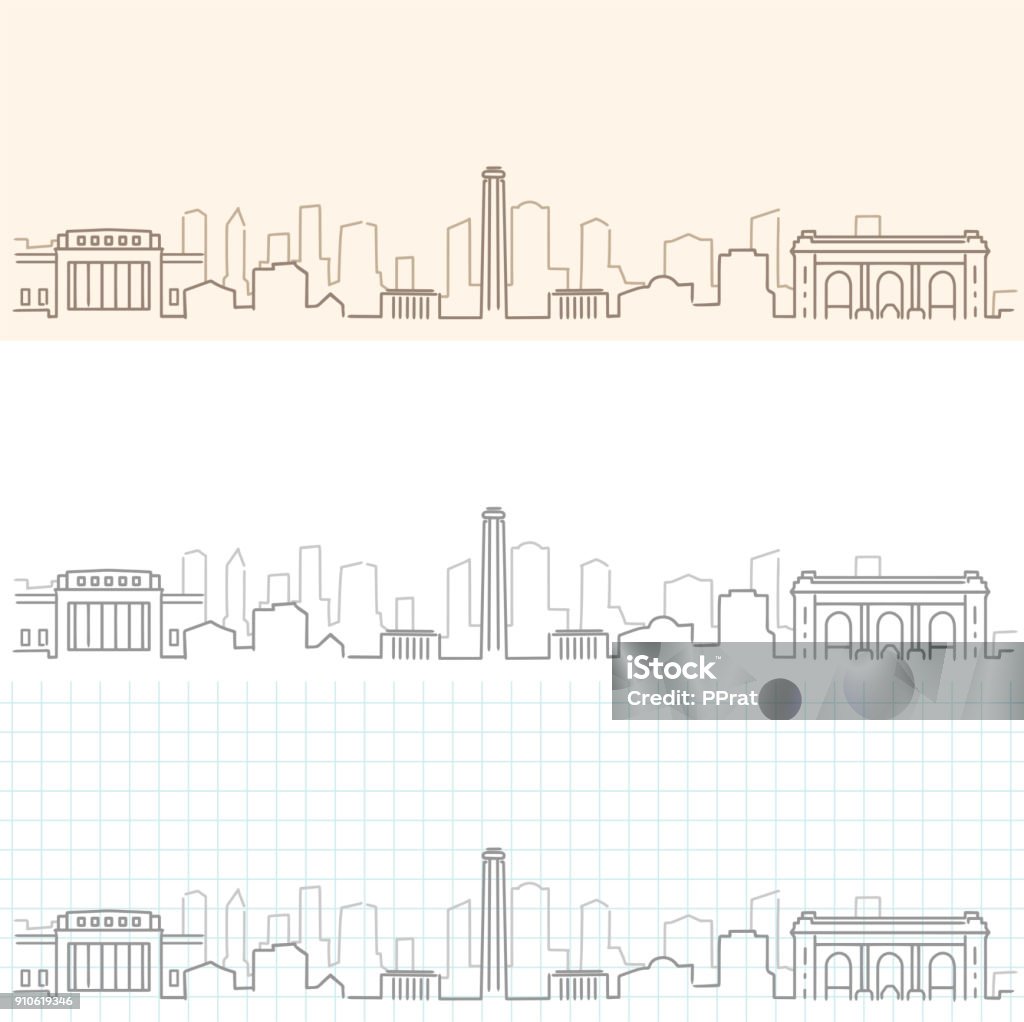 Kansas City Hand Drawn Skyline Kansas City - Missouri stock vector