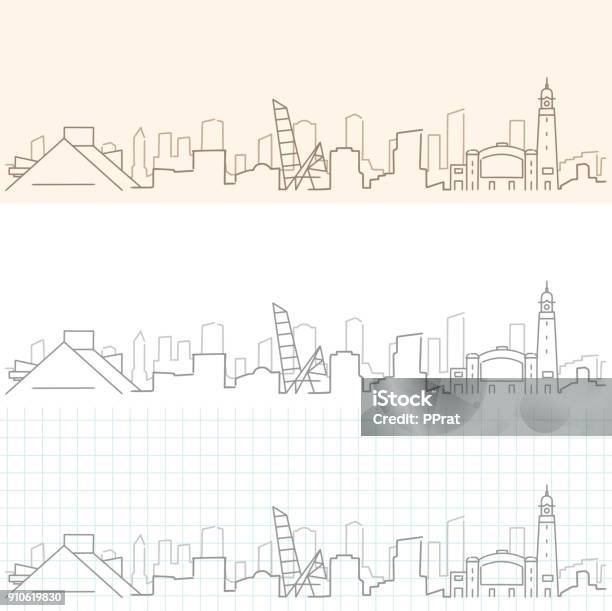 Cleveland Hand Drawn Skyline Stock Illustration - Download Image Now - Cleveland - Ohio, Urban Skyline, Vector