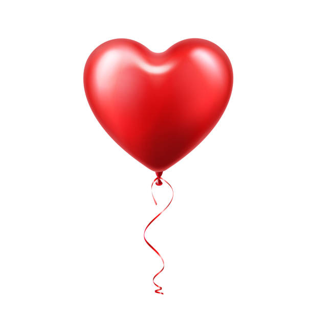 istock Valentines day red balloon with ribbon. Heart shape. Love, february 14 910621540