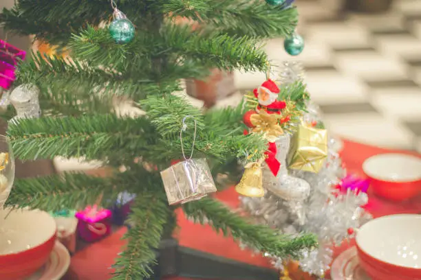Christmas concept,Christmas tree,Close Up decorating elements Christmas,Merry christmas,holidays