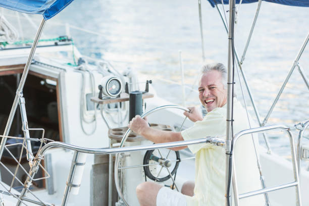 istock Captain steering a luxury boat 910640650