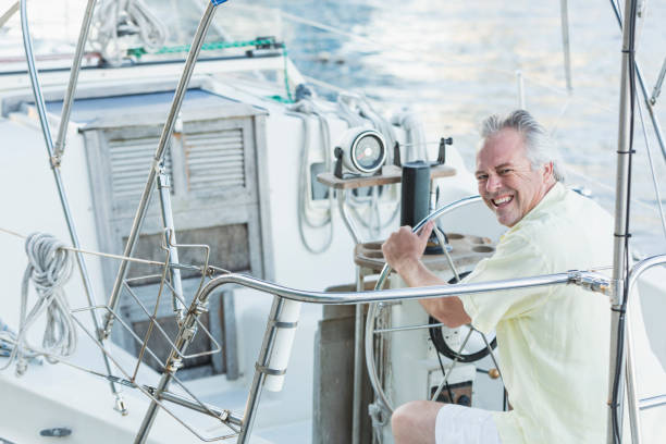 istock Captain steering a luxury boat 910640774