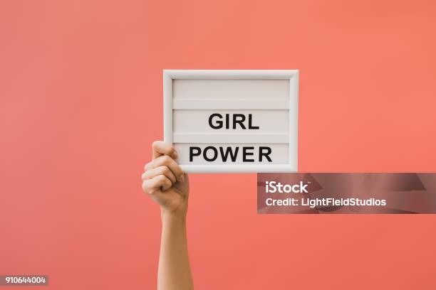 Board With Girl Power Lettering Stock Photo - Download Image Now - Girl Power, Women's Rights, Text