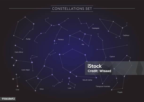 Constellation Set Stock Illustration - Download Image Now - Constellation, Star Chart, Vector