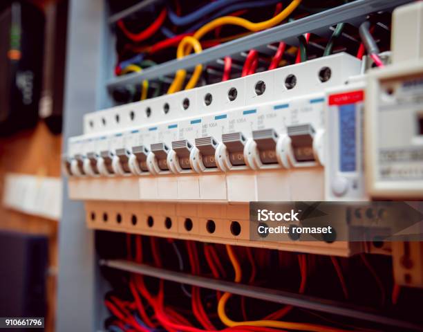 Electrical Equipment Background And Texture Stock Photo - Download Image Now - Fuse Box, Electrician, Electricity