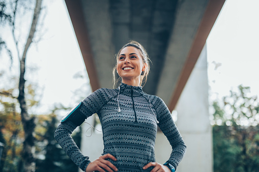 Portrait of a sportswoman outdoors.