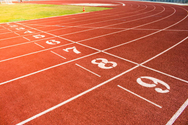 istock High Angle View Of Numbers On Running Track 910668268