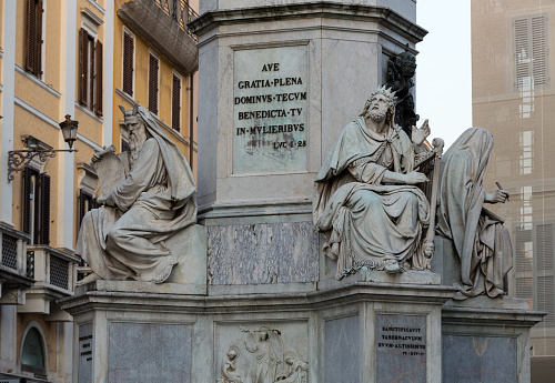Rome - Biblical Statues at Base of Colonna dell'Imacolata