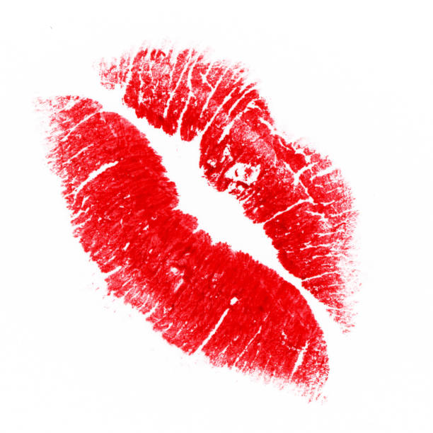 istock High resolution red lipstick kiss done on a flatbed scanner. 910685502