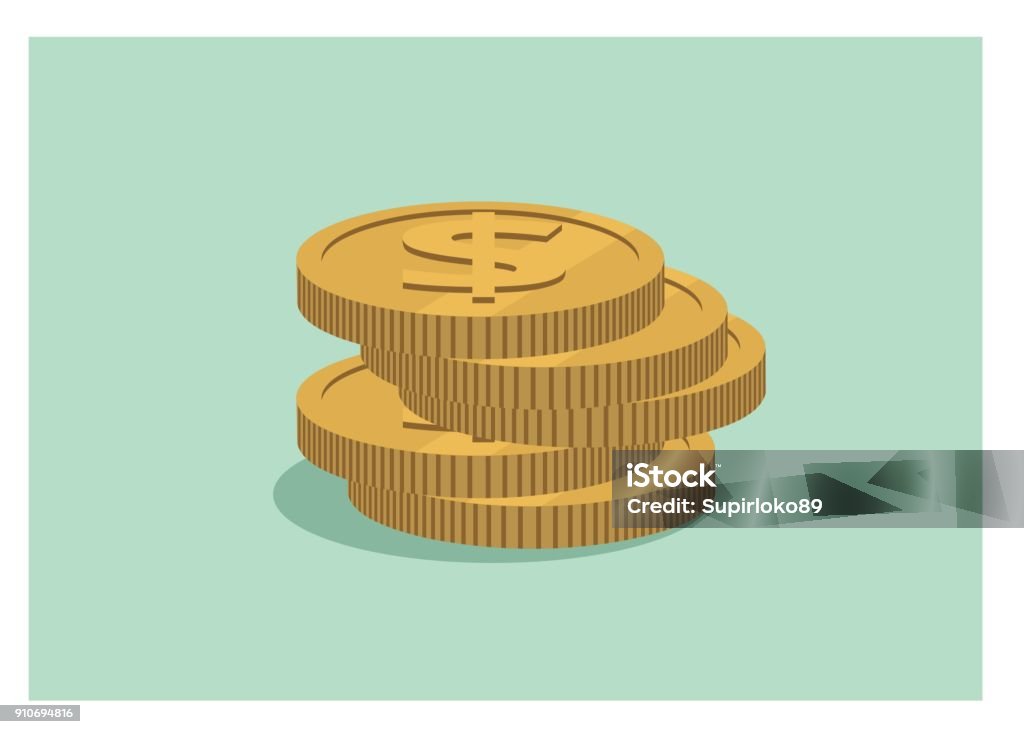 Dollar Coin Stack Simple Colored Illustration Stock Illustration ...