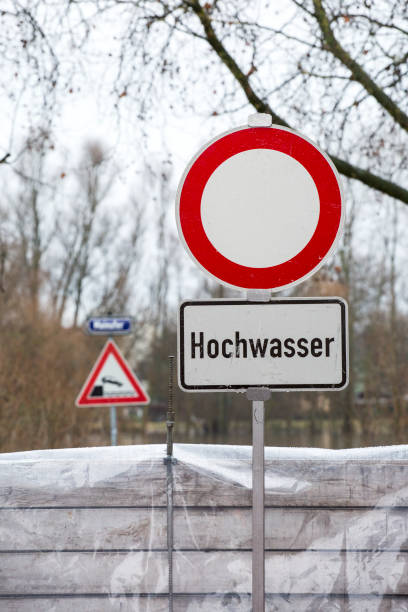 istock Closed road and flood barrier 910698178