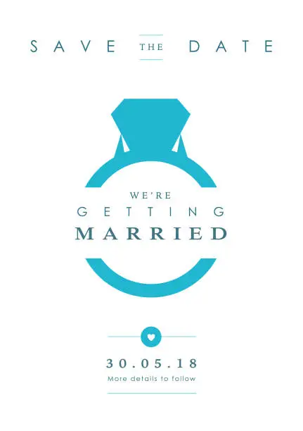 Vector illustration of Save the Date Blue Ring theme